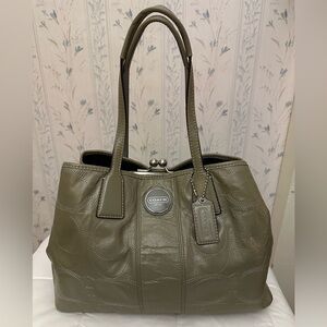 Coach Olive Green Patent Leather Tote